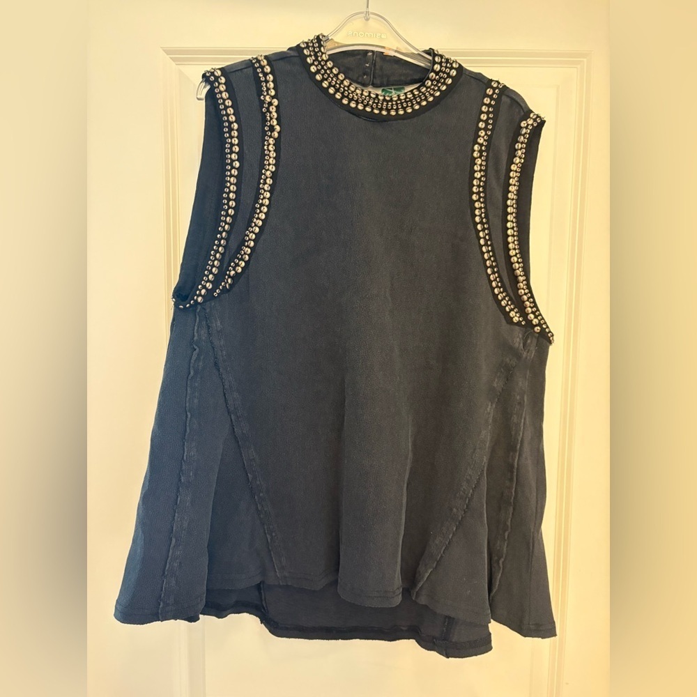 Free People Studded Muscle Tank – Washed Black – Size Medium - Picture 9 of 16